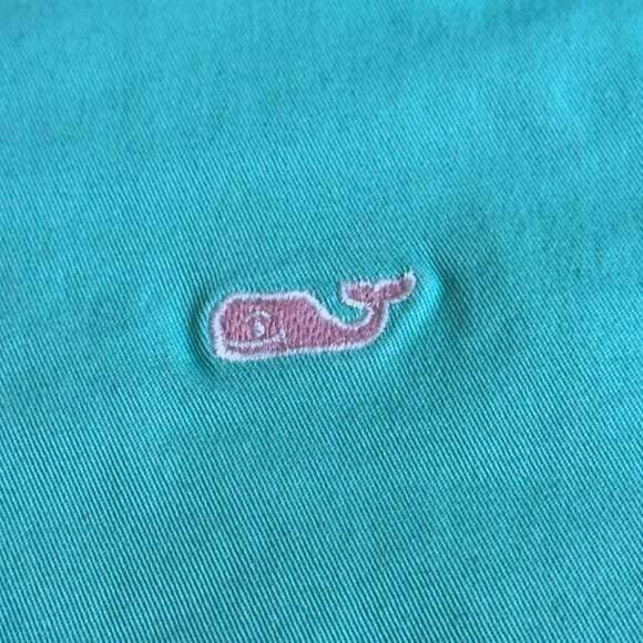 Vineyard Vines Shorts Chino Seafoam Green Pink Embroidered Whales Preppy Size 14 - Picture 4 of 11